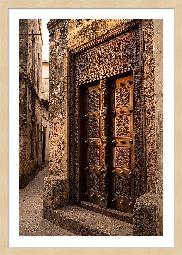 Stone Town Doors At Golden Hour