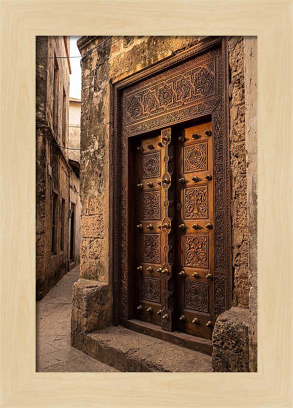Stone Town Doors At Golden Hour