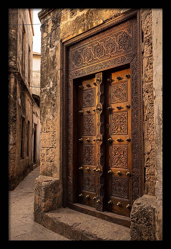 Stone Town Doors At Golden Hour
