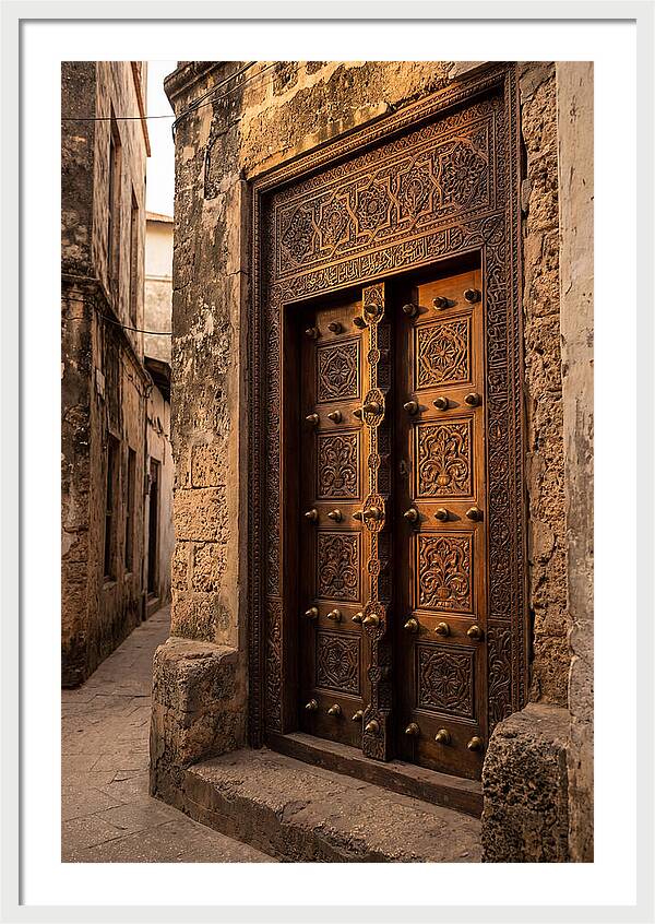 Stone Town Doors At Golden Hour