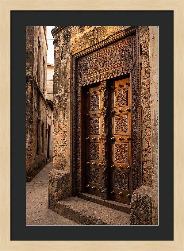 Stone Town Doors At Golden Hour
