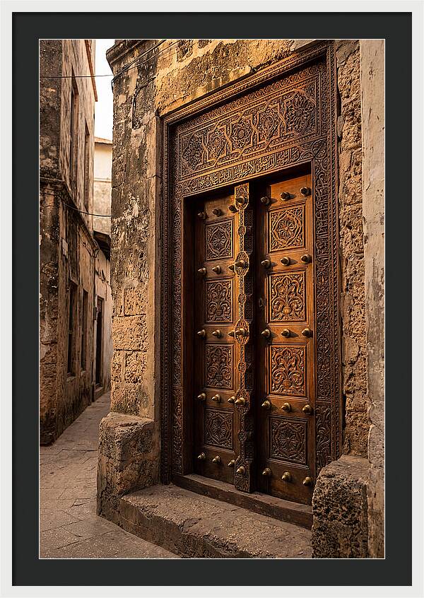 Stone Town Doors At Golden Hour