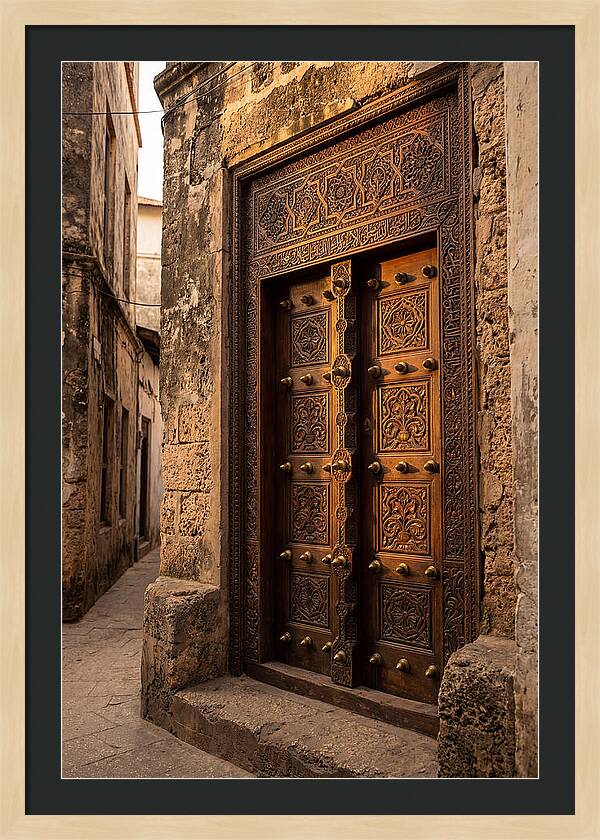 Stone Town Doors At Golden Hour