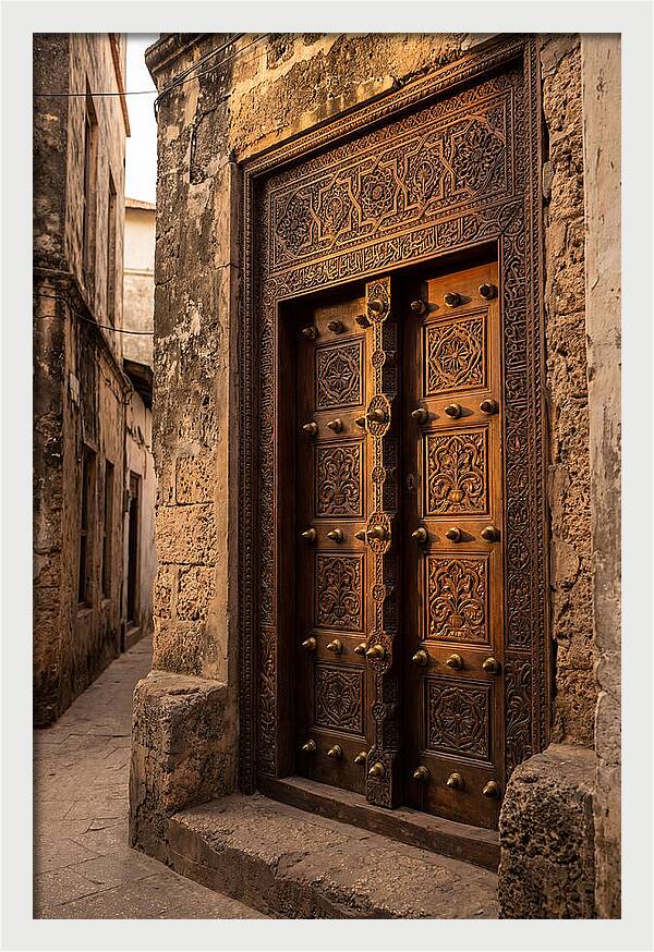 Stone Town Doors At Golden Hour