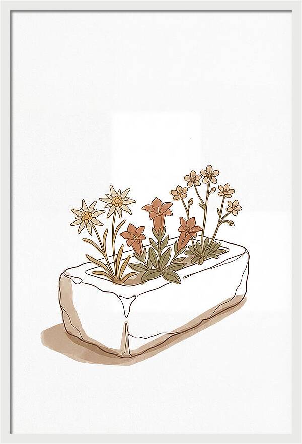 Stone Trough Planted With Alpine Flowers
