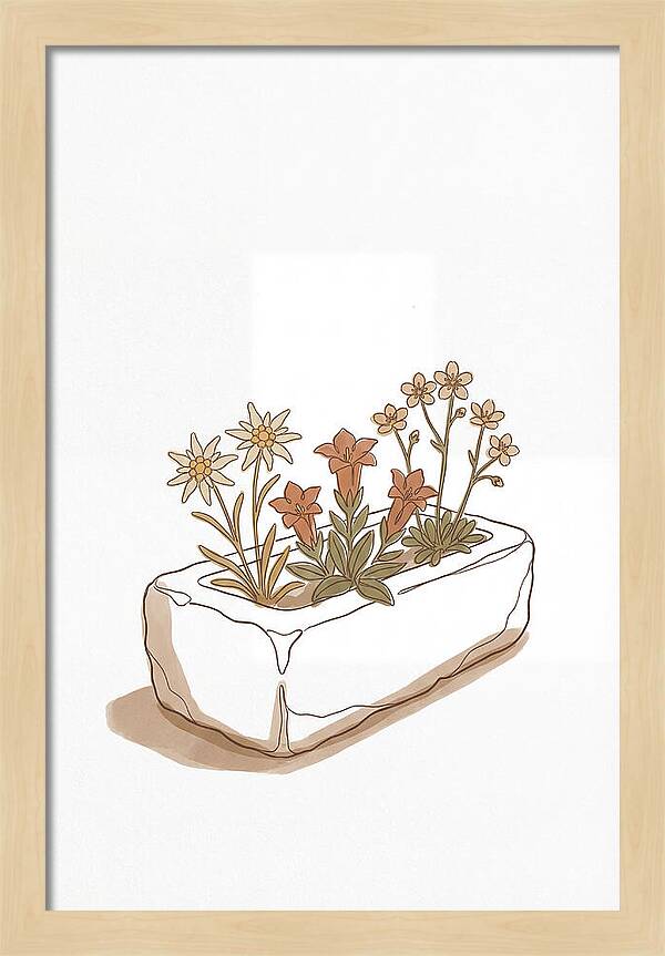 Stone Trough Planted With Alpine Flowers