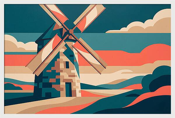 Stone Windmill At Dusk