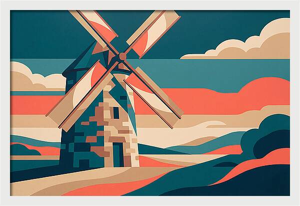 Stone Windmill At Dusk
