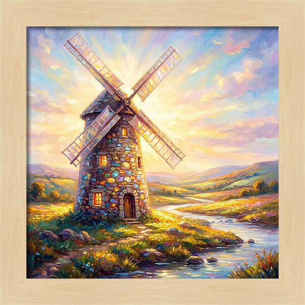 Stone Windmill At Dusk