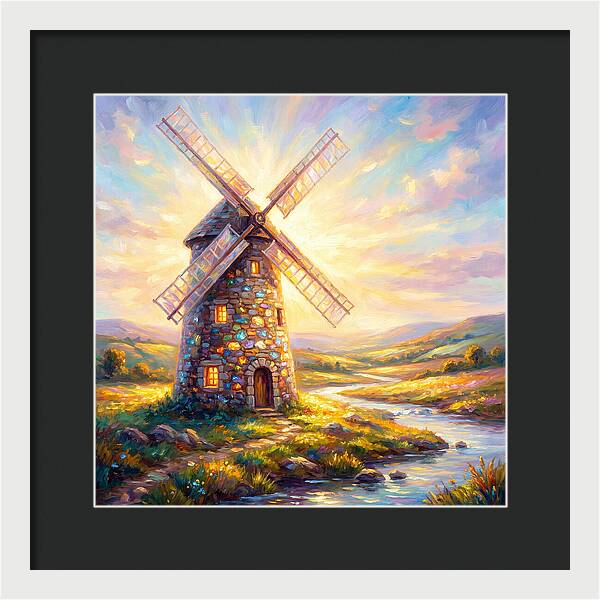 Stone Windmill At Dusk