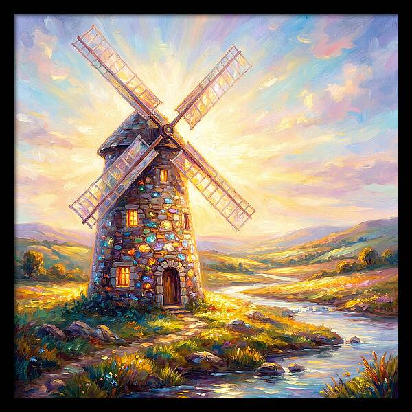 Stone Windmill At Dusk