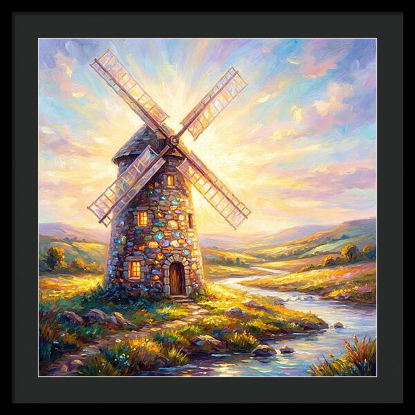 Stone Windmill At Dusk