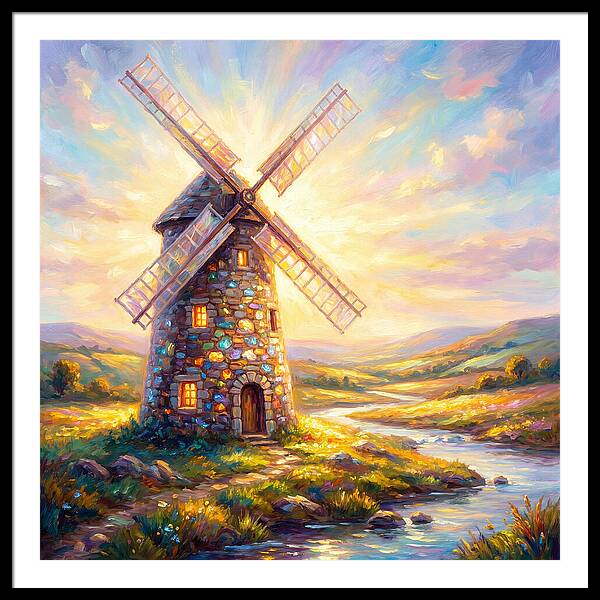 Stone Windmill At Dusk