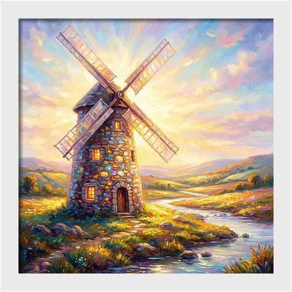 Stone Windmill At Dusk