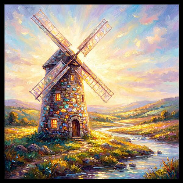 Stone Windmill At Dusk