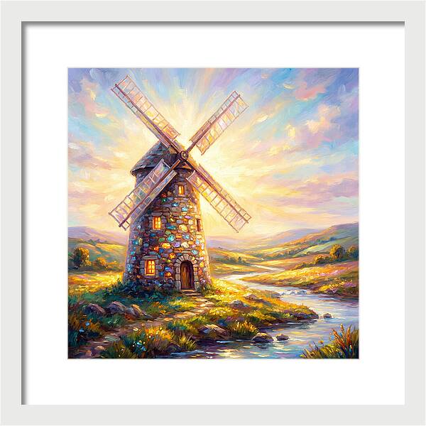 Stone Windmill At Dusk