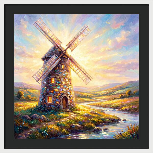 Stone Windmill At Dusk