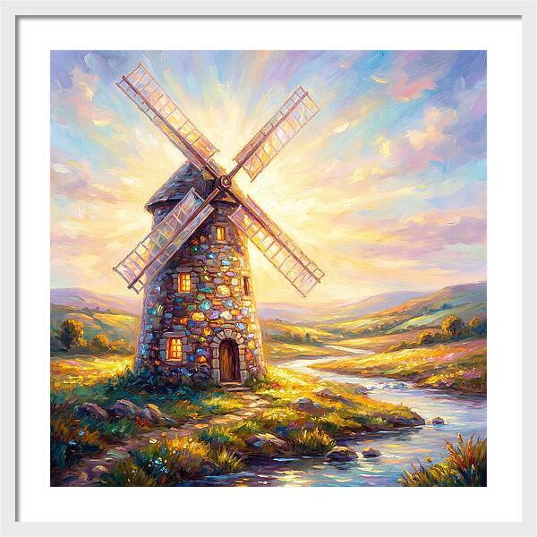 Stone Windmill At Dusk