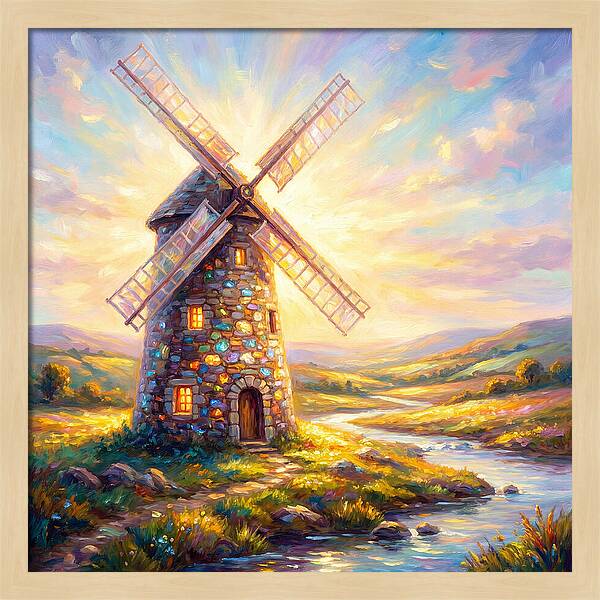 Stone Windmill At Dusk