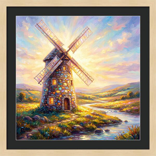 Stone Windmill At Dusk