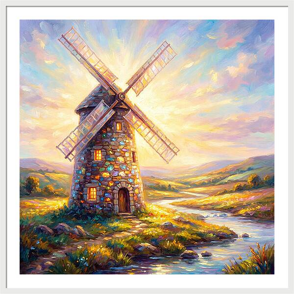 Stone Windmill At Dusk