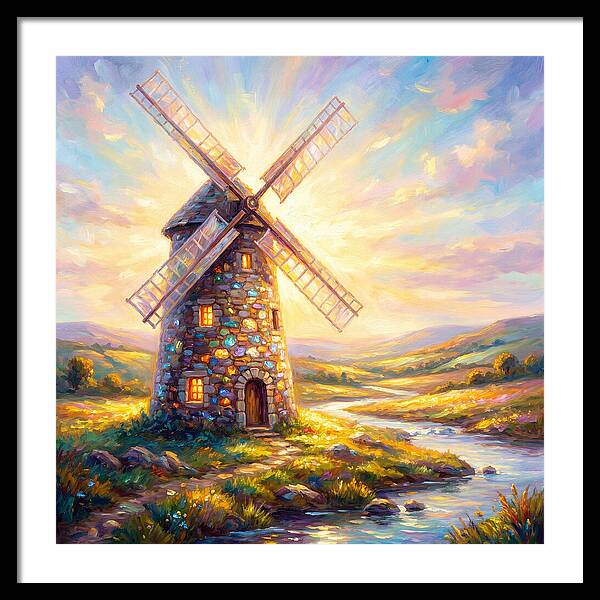 Stone Windmill At Dusk