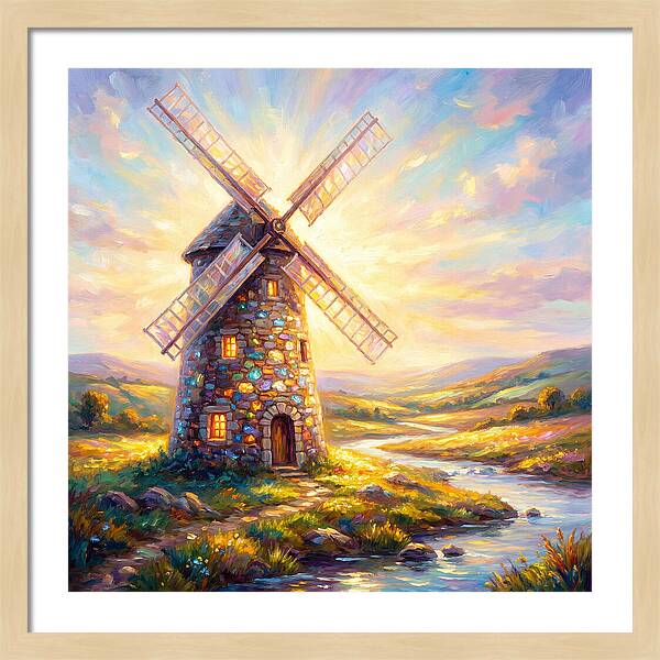 Stone Windmill At Dusk