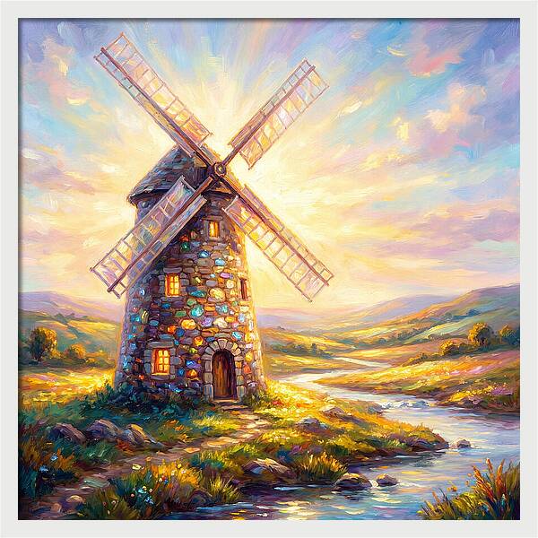 Stone Windmill At Dusk