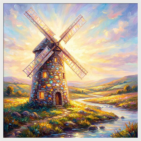 Stone Windmill At Dusk