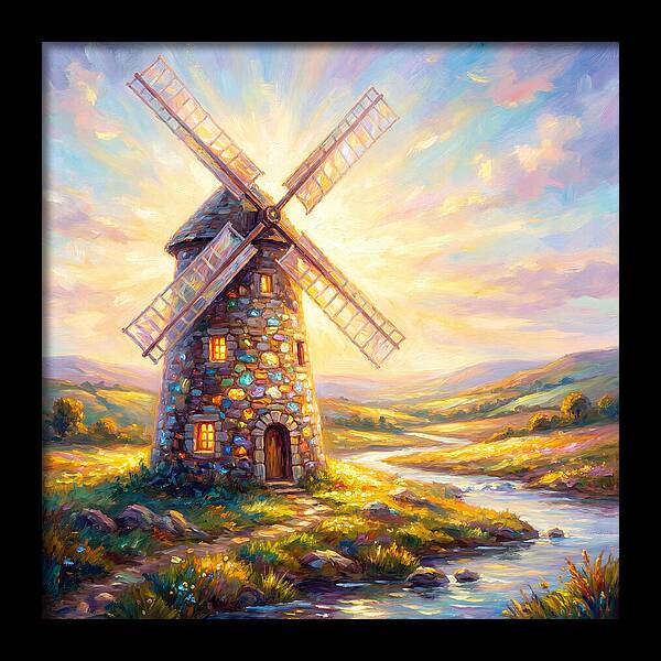 Stone Windmill At Dusk