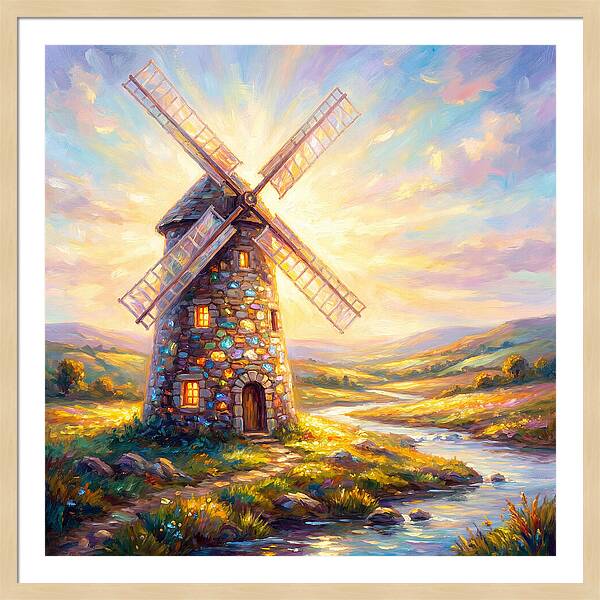 Stone Windmill At Dusk