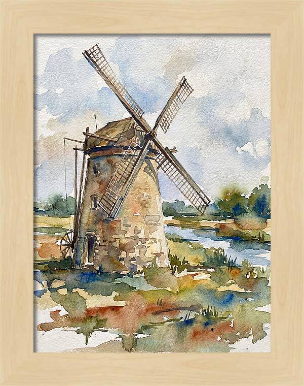 Stone Windmill By The Water