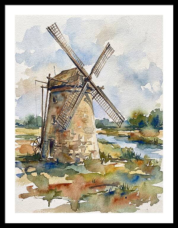 Stone Windmill By The Water