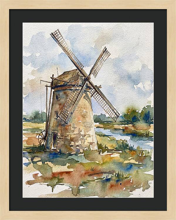 Stone Windmill By The Water