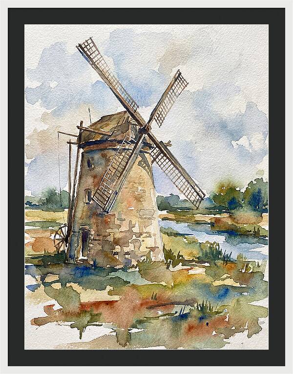 Stone Windmill By The Water