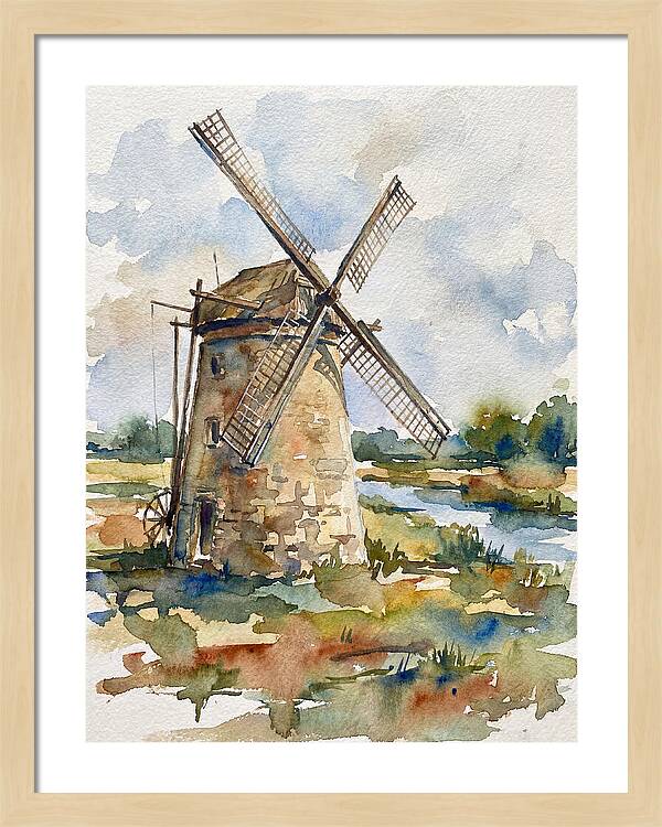 Stone Windmill By The Water