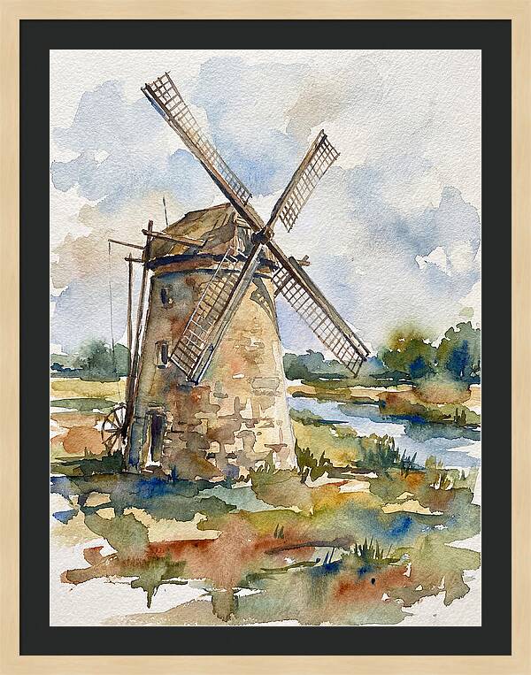 Stone Windmill By The Water