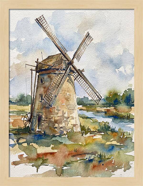 Stone Windmill By The Water