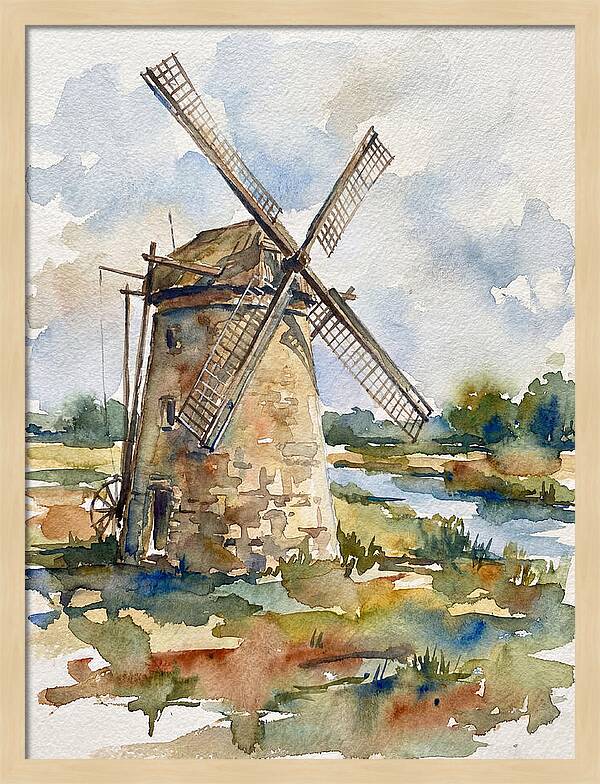 Stone Windmill By The Water