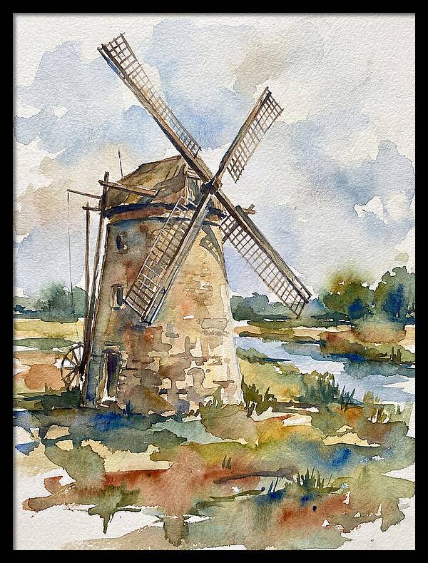 Stone Windmill By The Water