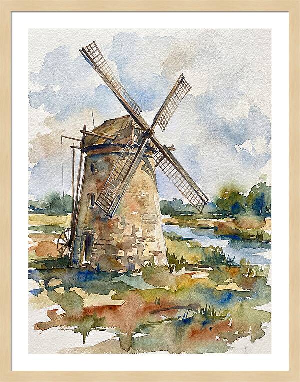 Stone Windmill By The Water