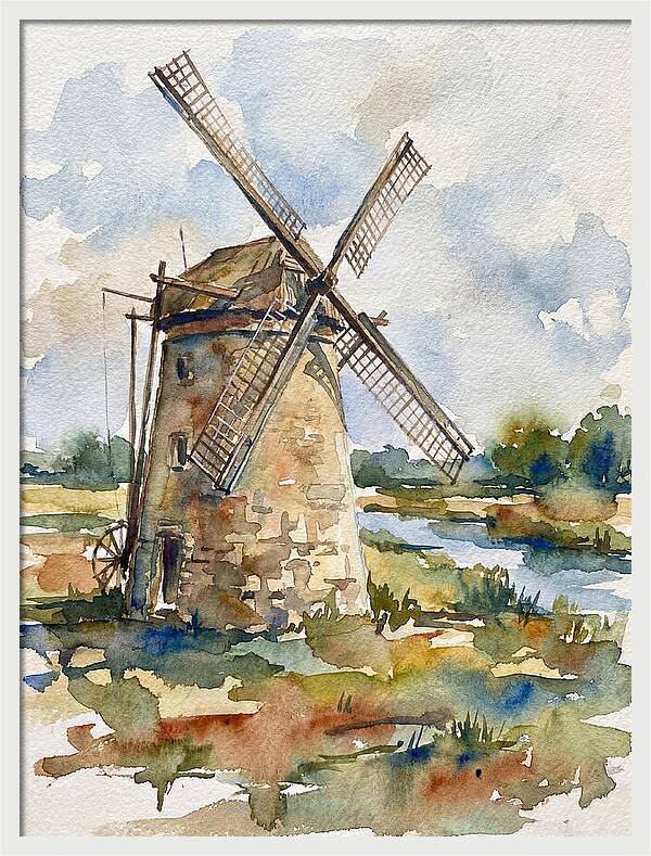 Stone Windmill By The Water