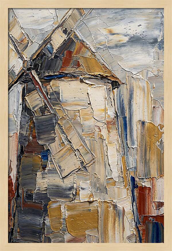 Stone Windmill In Palette Knife Style
