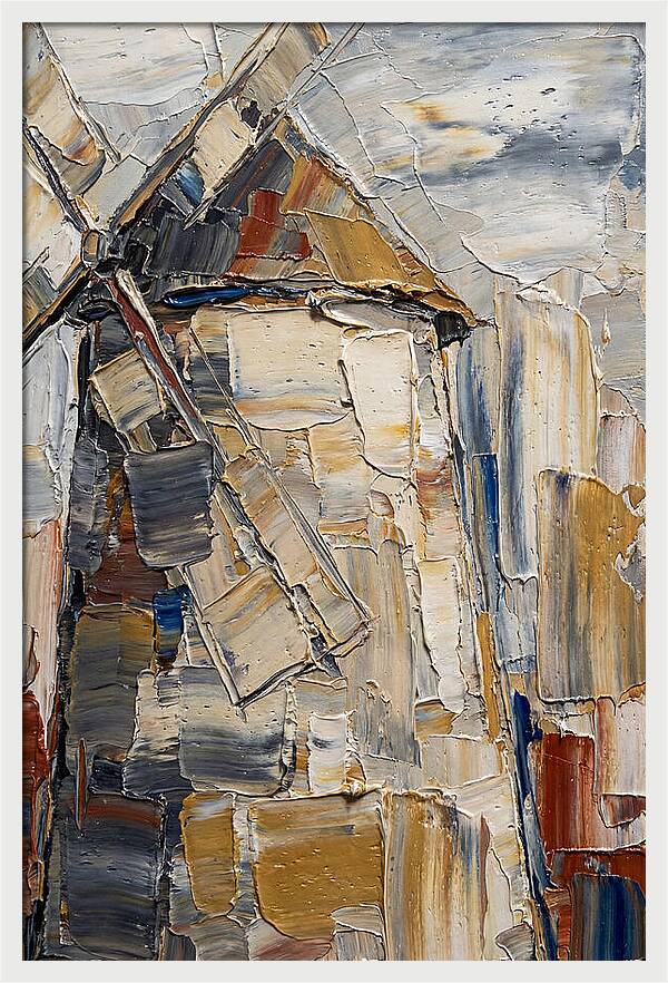 Stone Windmill In Palette Knife Style