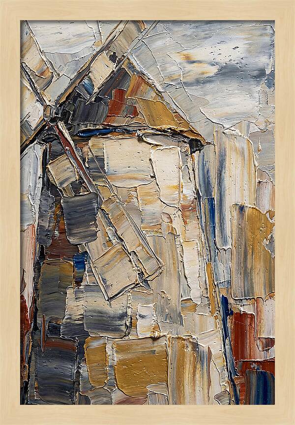 Stone Windmill In Palette Knife Style
