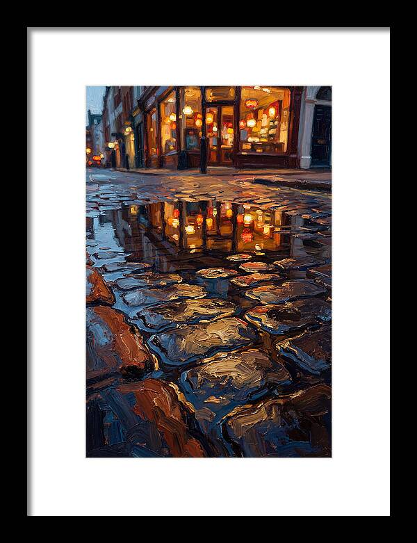 Storefront Reflection In Rain Puddle