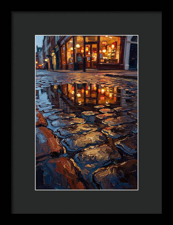 Storefront Reflection In Rain Puddle