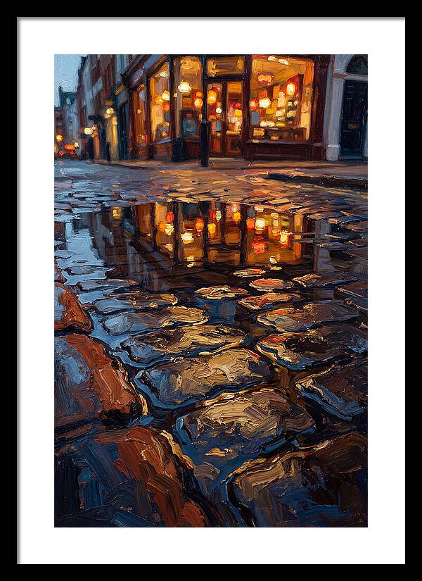Storefront Reflection In Rain Puddle
