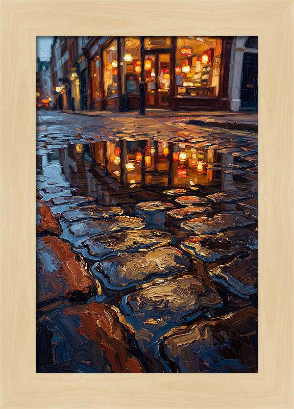 Storefront Reflection In Rain Puddle