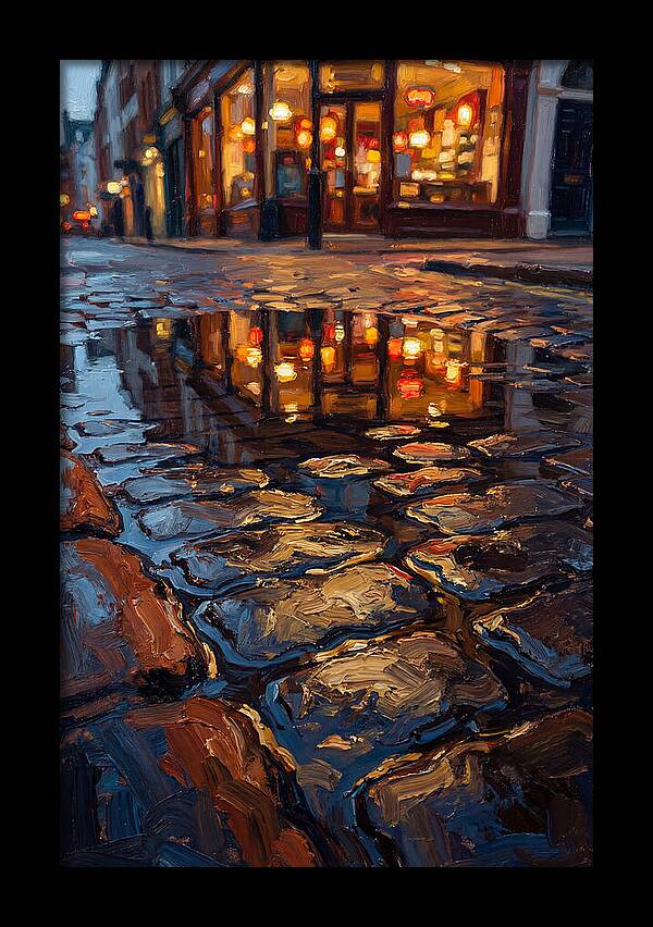 Storefront Reflection In Rain Puddle
